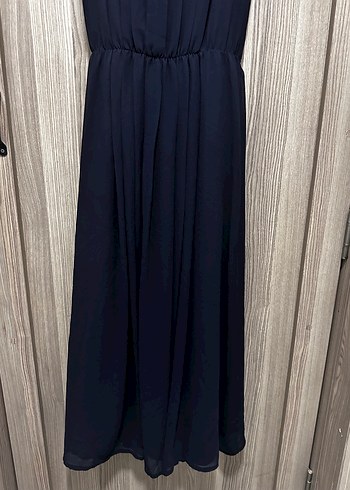 Lacivert Piliseli Kadın Uzun Elbise - Görsel 3