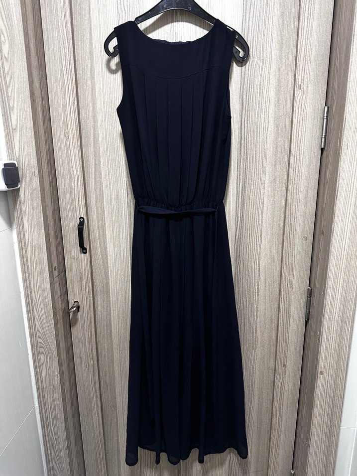 Lacivert Piliseli Kadın Uzun Elbise - Görsel 4