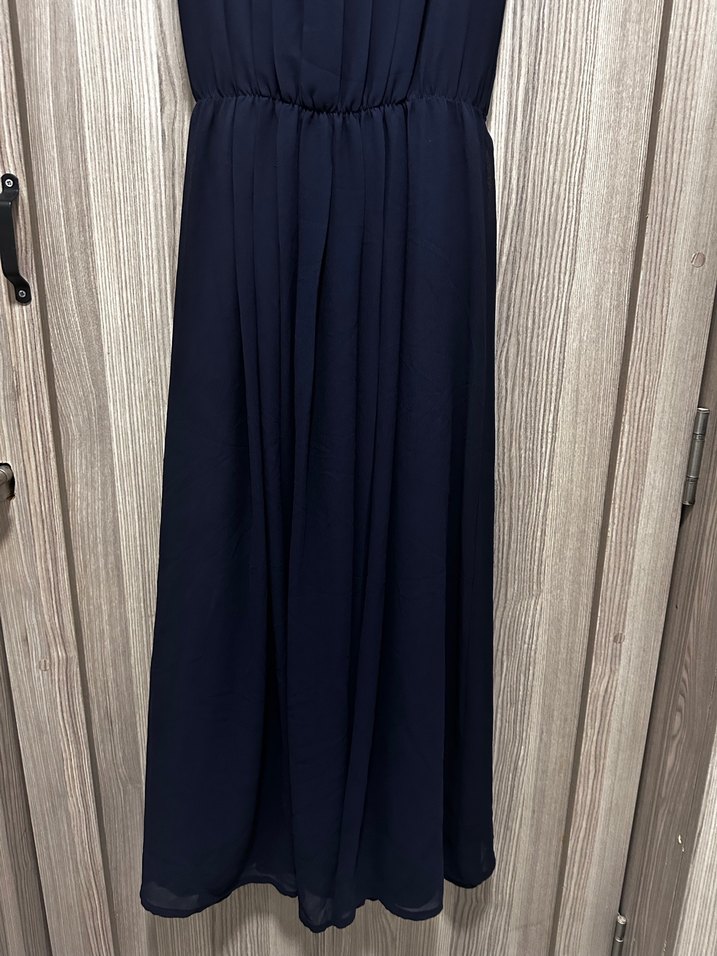 Lacivert Piliseli Kadın Uzun Elbise - Görsel 3