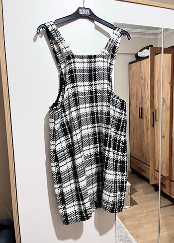 Kareli Askılı Midi Kadın Salopet - Görsel 2