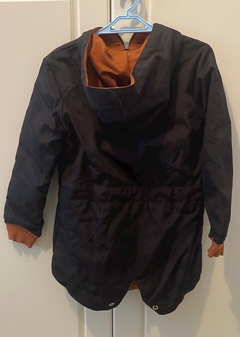 Fermuarlı Kahverengi Kapüşonlu Midi Ceket fermuarlı bozuk - Görsel 3