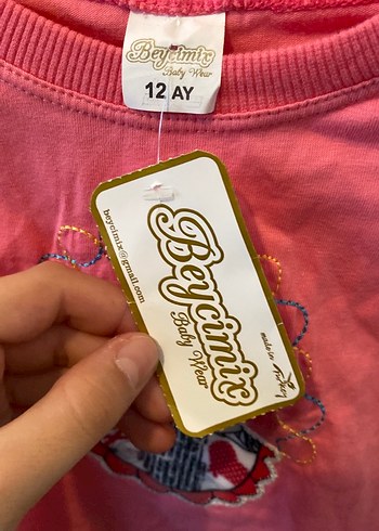 Düğmeli Pembe Kız Çocuk Tişörtü - Görsel 3