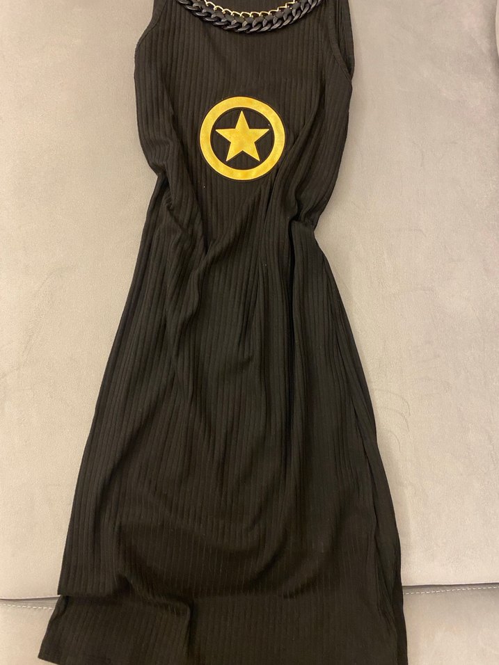 Siyah Zincir Detaylı Kadın Elbise - Görsel 2