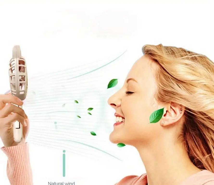 Bej Renkli Kulaklı Mini El Vantilatörü - Görsel 2