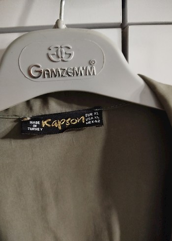 haki Uzun Kesim Kadın Keten Trençkot - Görsel 5