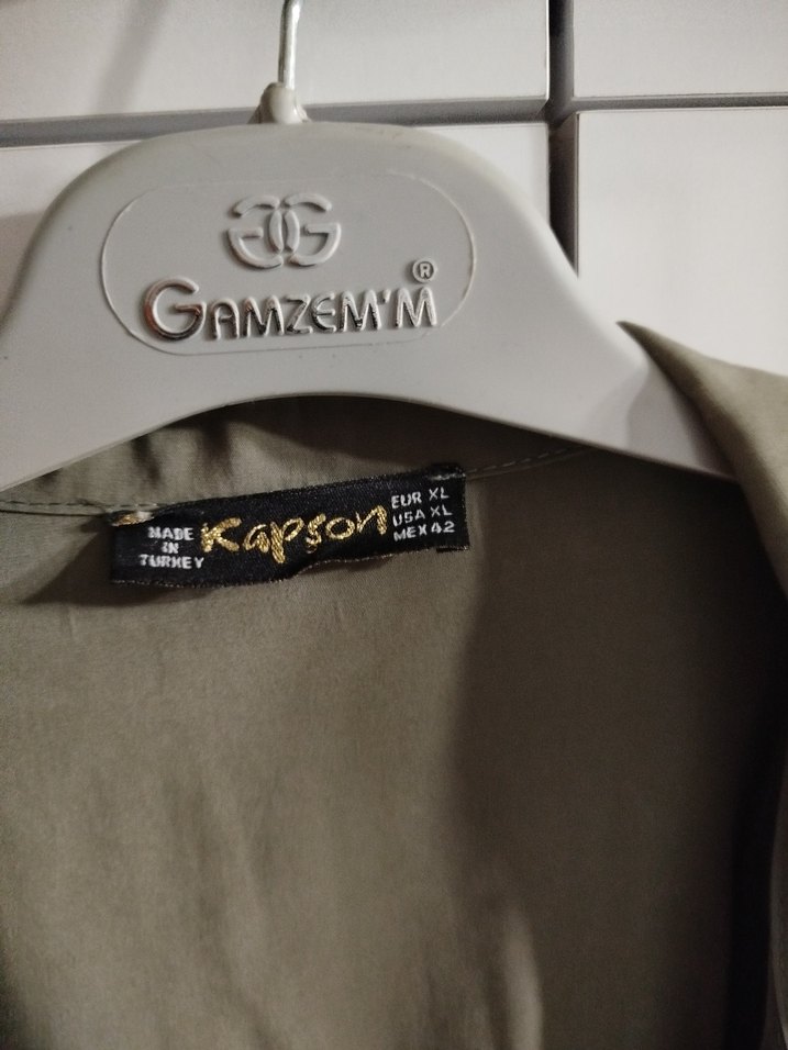 haki Uzun Kesim Kadın Keten Trençkot - Görsel 5