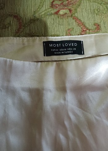 Beyaz Parlak midi etek - Görsel 2