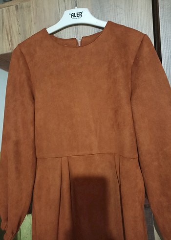 Kadın Kahverengi Uzun Süet Elbise - Görsel 2