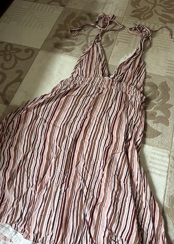 Çizgili kisa plaj Elbise - Görsel 4