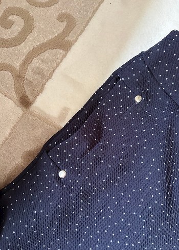 Düğmeli Lacivert Kadın Pantolon - Görsel 4