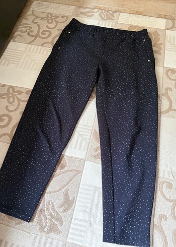 Düğmeli Lacivert Kadın Pantolon - Görsel 2