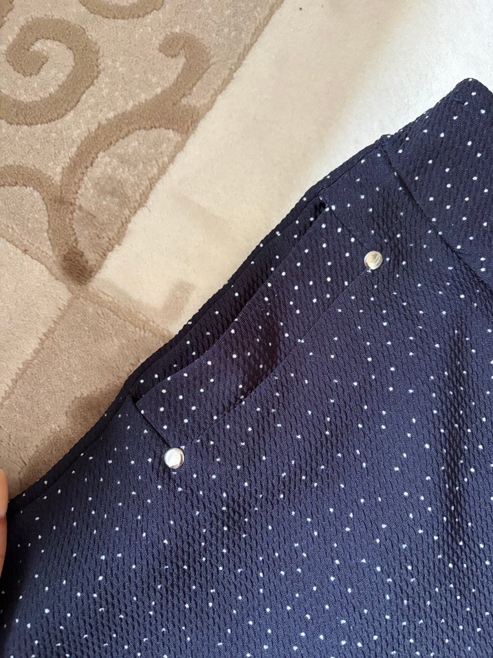 Düğmeli Lacivert Kadın Pantolon - Görsel 4