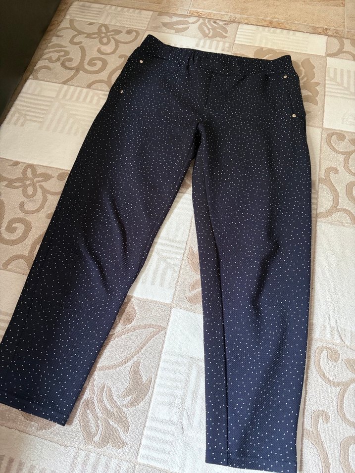 Düğmeli Lacivert Kadın Pantolon - Görsel 2