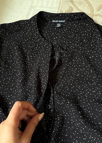 Siyah V Yaka Uzun Kollu Kadın Gömlek - Görsel 2