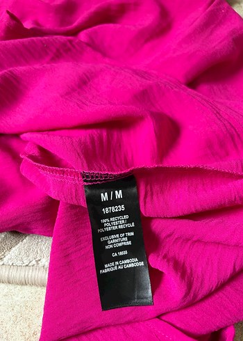 Fuşya V Yaka Salaş Elbise - Görsel 5