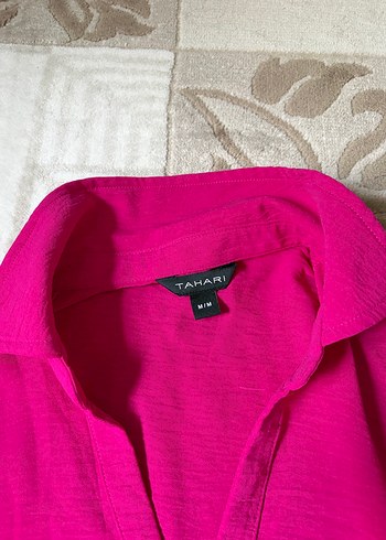 Fuşya V Yaka Salaş Elbise - Görsel 4