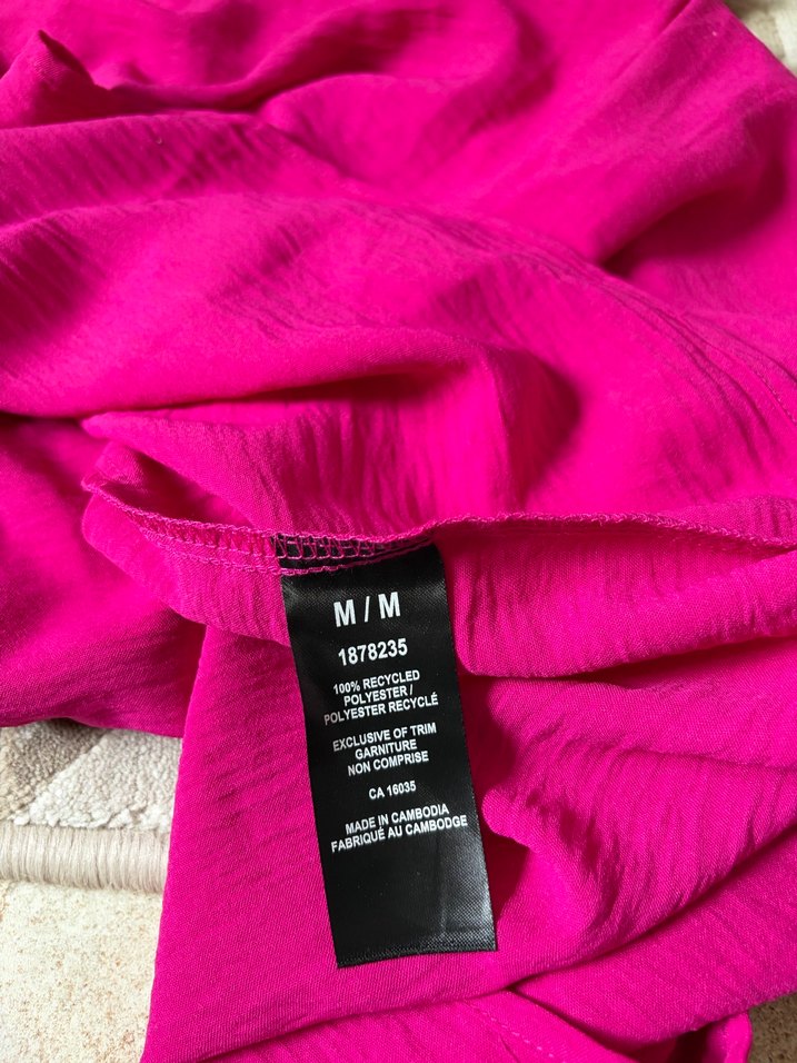 Fuşya V Yaka Salaş Elbise - Görsel 5