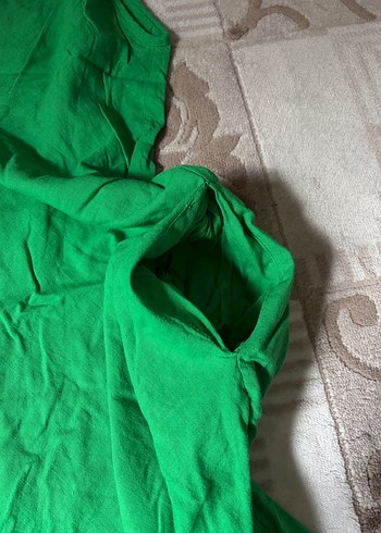 Yeşil Pamuk Keten Uzun Askılı Elbise - Görsel 4