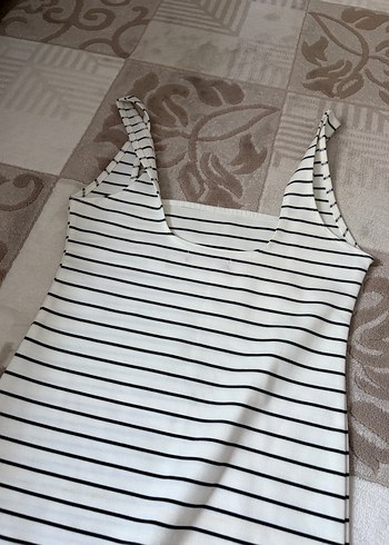 Çizgili Midi Elbise - Görsel 5