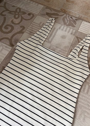 Çizgili Midi Elbise - Görsel 3