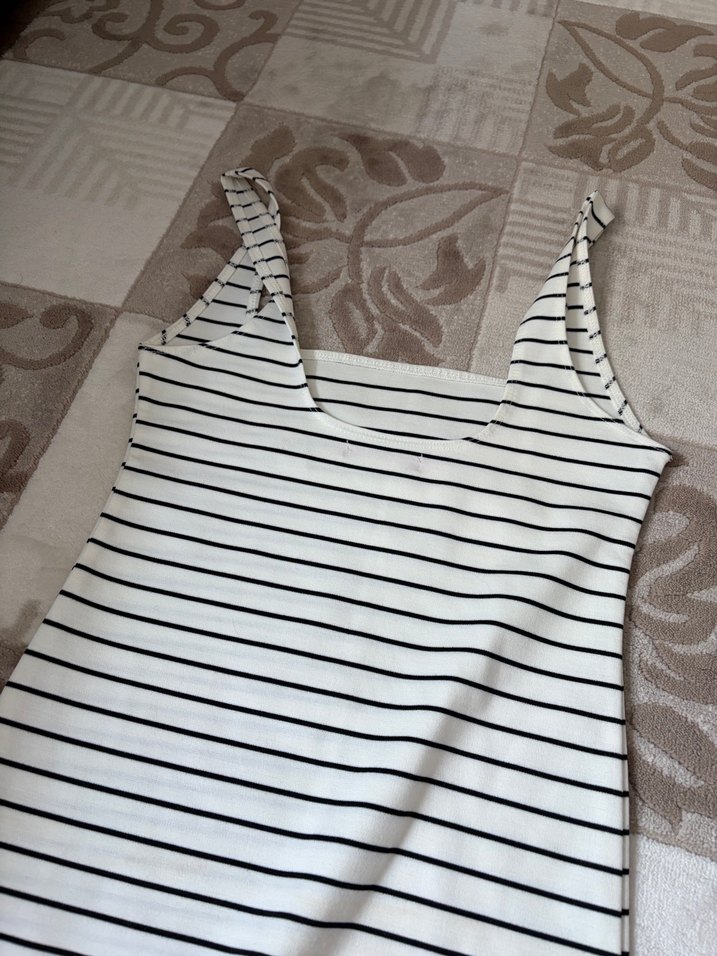 Çizgili Midi Elbise - Görsel 5