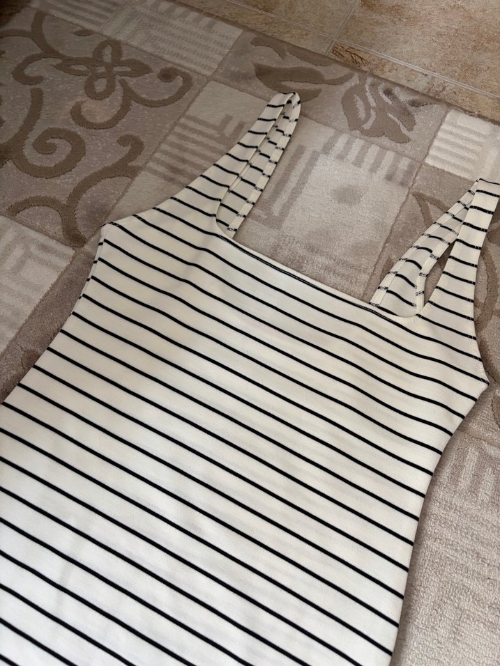 Çizgili Midi Elbise - Görsel 3