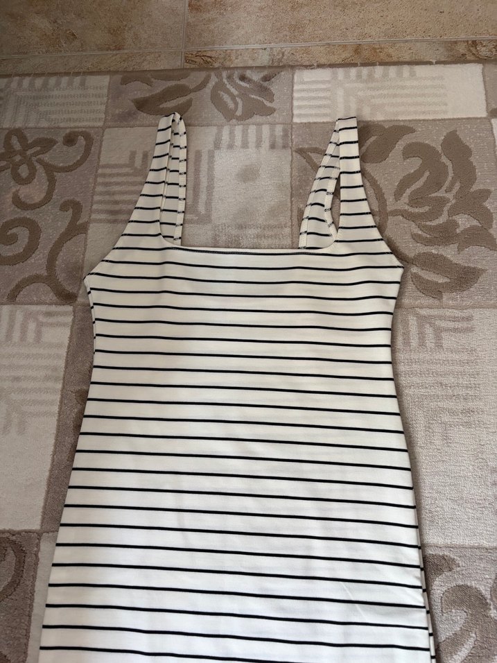 Çizgili Midi Elbise - Görsel 2