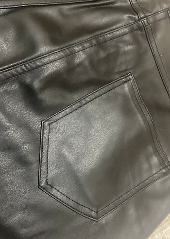 Kadın Siyah Deri Midi Etek - Görsel 5