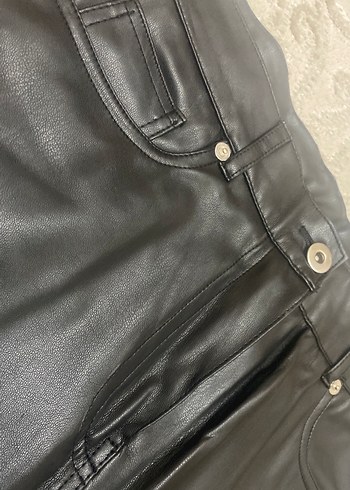 Kadın Siyah Deri Midi Etek - Görsel 2