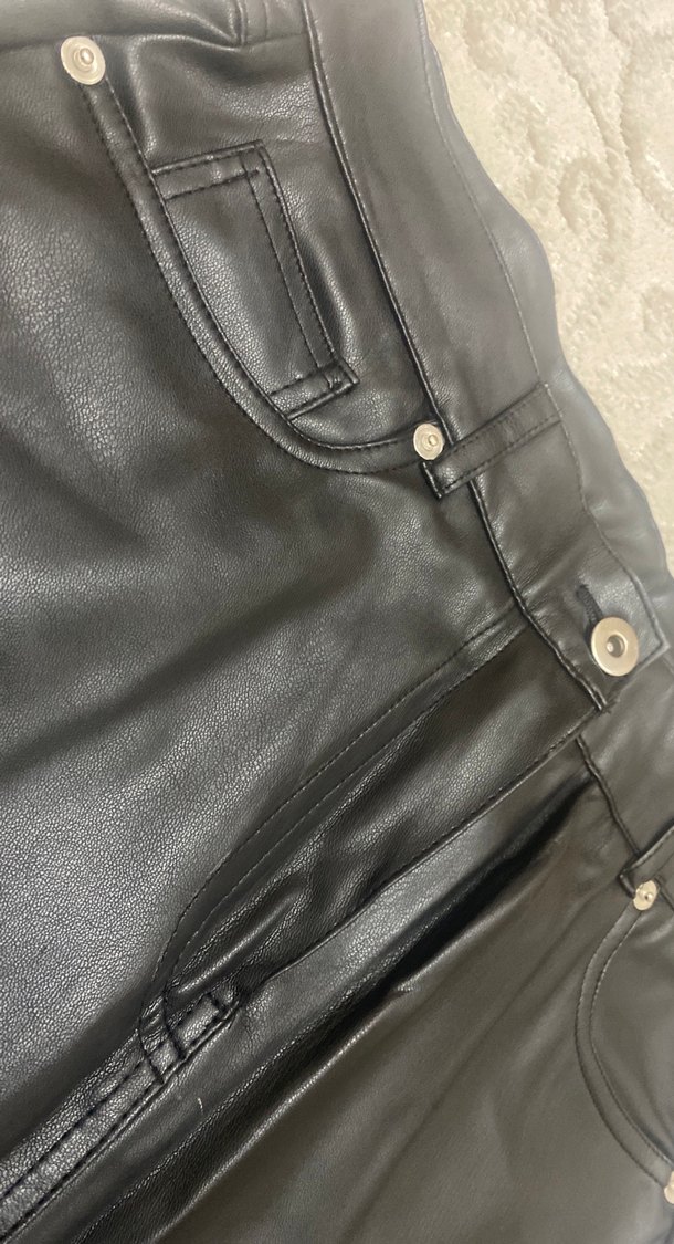 Kadın Siyah Deri Midi Etek - Görsel 2