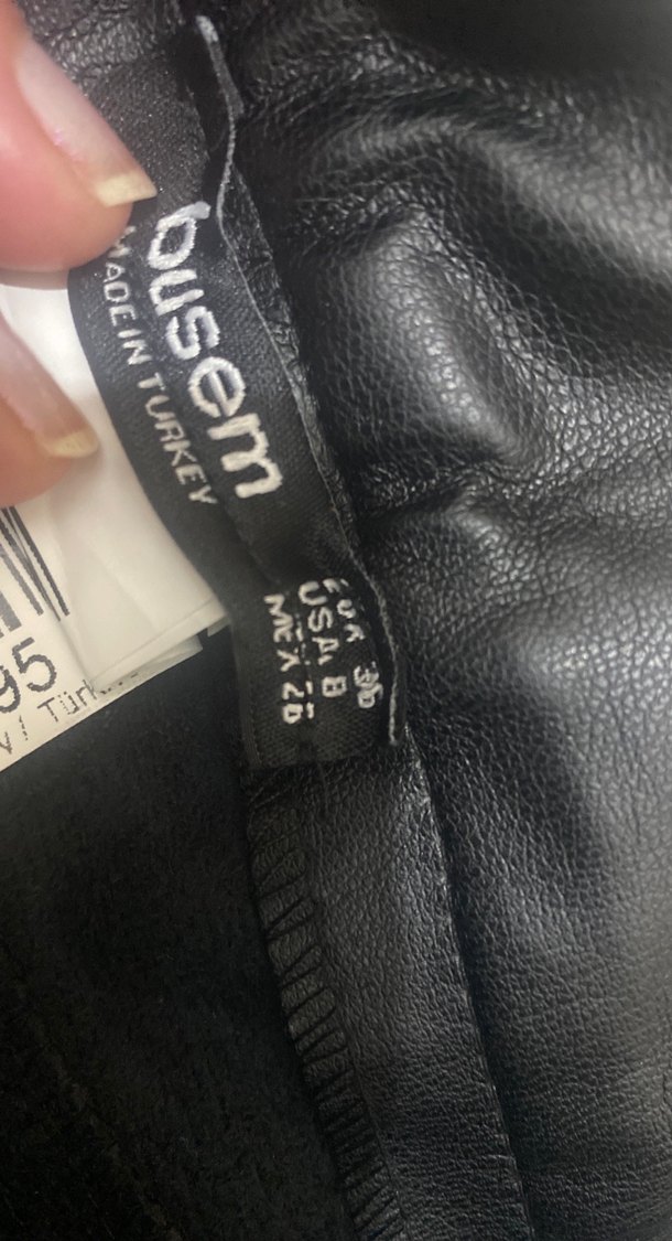 Kadın Siyah Deri Midi Etek - Görsel 3