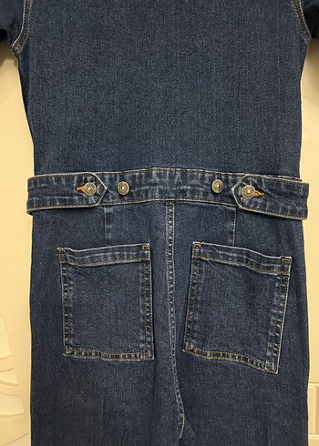 Kadın Lacivert Kot Tulum Kemerli - Görsel 6