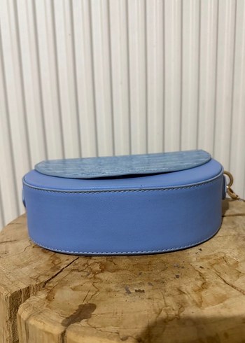 Mavi Deri Yılan Desenli Kadın Çanta - Görsel 5