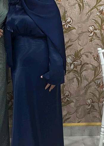 Uzun Lacivert Kadın Elbise - Görsel 2