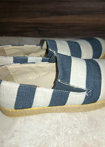 Flo Ayakkabı Gri Cizgili Espadril Slip On