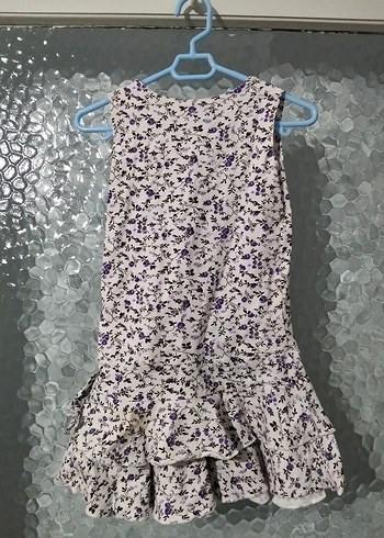 Mor Çiçekli, Fırfırlı Kız Çocuk Elbisesi - Görsel 2