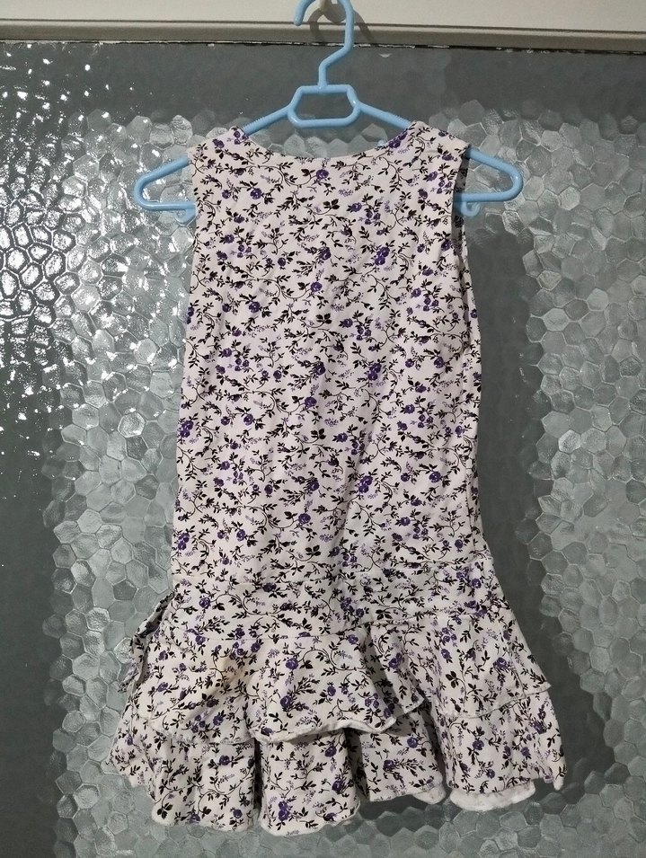 Mor Çiçekli, Fırfırlı Kız Çocuk Elbisesi - Görsel 2