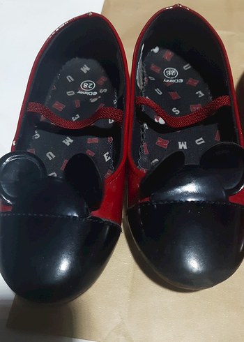 mini maus Kız Çocuk Kırmızı Tokalı Babet Ayakkabıları 27,28,numa - Görsel 2
