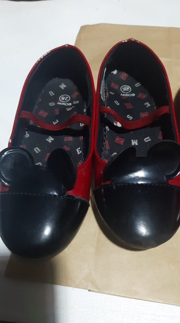 mini maus Kız Çocuk Kırmızı Tokalı Babet Ayakkabıları 27,28,numa - Görsel 2