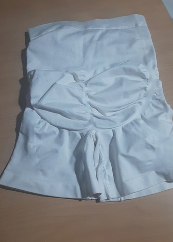 Beyaz Elastik Kumaşlı Mini kırık beyaz korse - Görsel 2