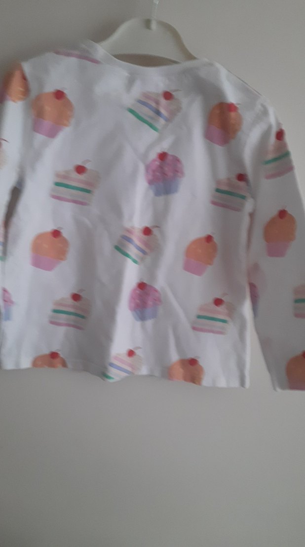 Beyaz Baskılı Uzun Kollu Kız Tişörtü - Görsel 5