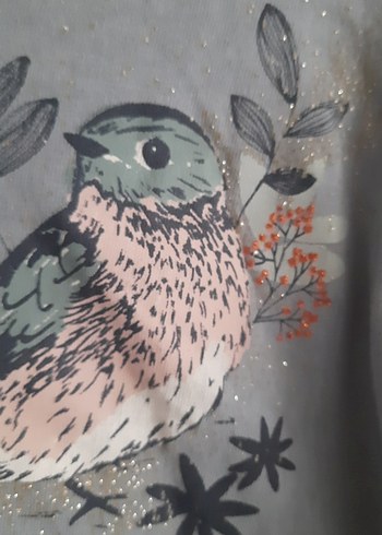 Kız Çocuk Gri Uzun Kollu Baskılı Tişört - Görsel 3