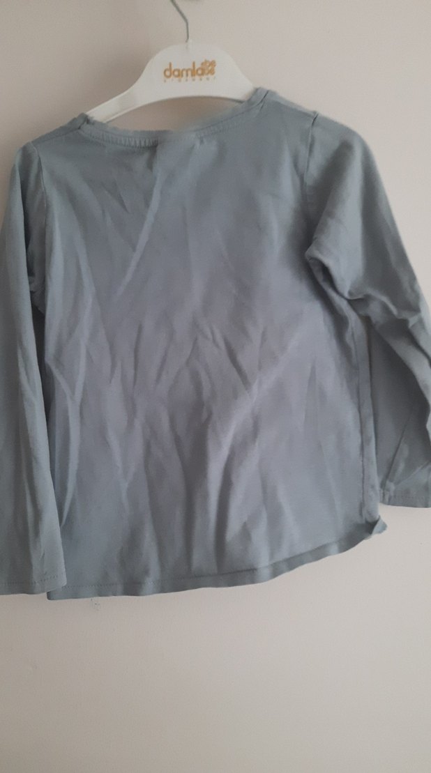 Kız Çocuk Gri Uzun Kollu Baskılı Tişört - Görsel 5