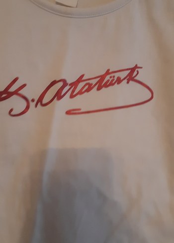 Atatürk baskılı Kız Çocuk Beyaz Kısa Kollu Baskılı Tişört - Görsel 2