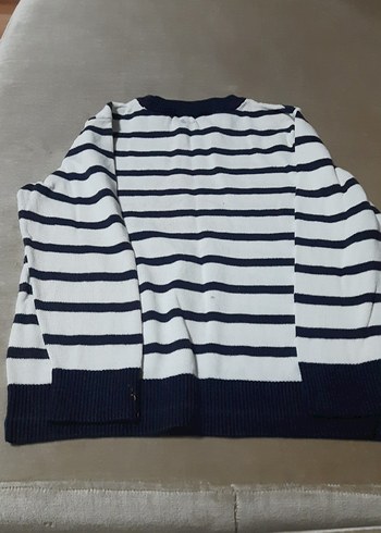 HM marka 2/4 yas Çizgili Kadın Pamuklu Triko Sweatshirt - Görsel 3