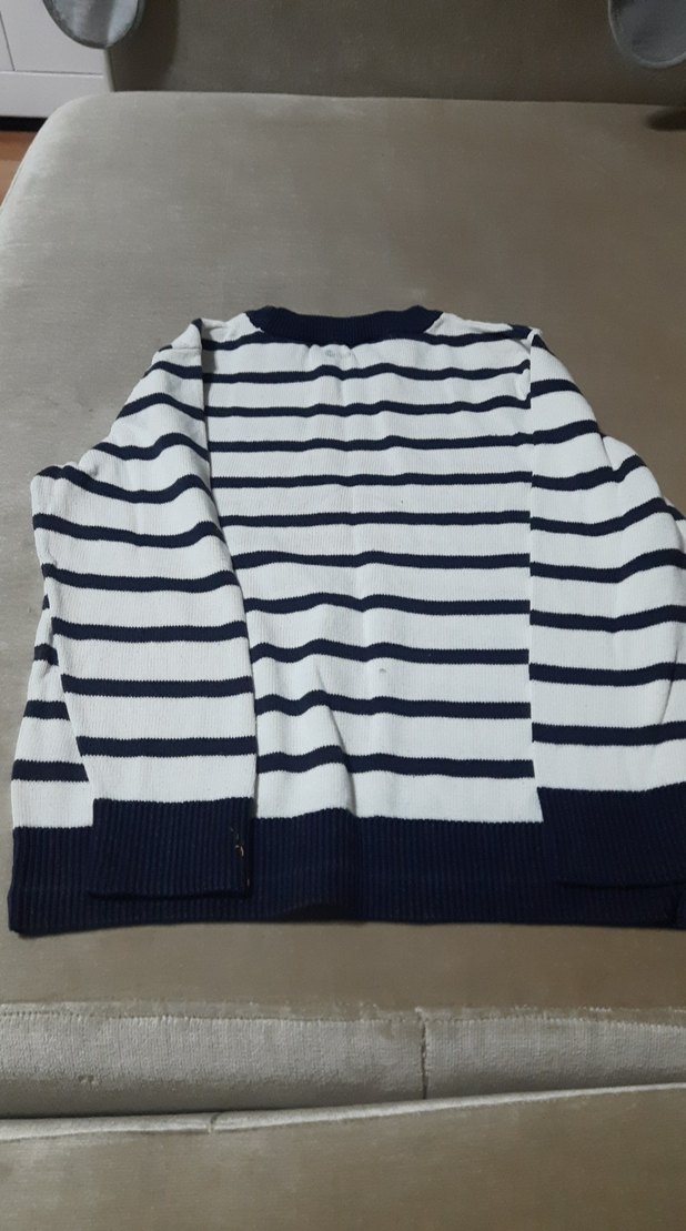 HM marka 2/4 yas Çizgili Kadın Pamuklu Triko Sweatshirt - Görsel 3