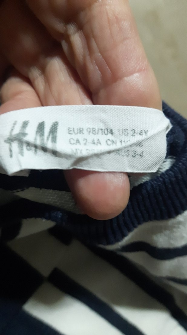 HM marka 2/4 yas Çizgili Kadın Pamuklu Triko Sweatshirt - Görsel 2