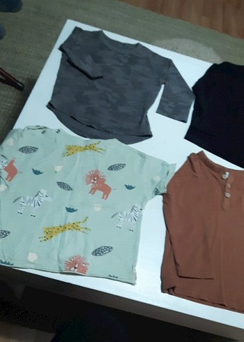 4adet 350 1adet 100 tl Erkek Çocuk Kahverengi Uzun Kollu tşortla - Görsel 14