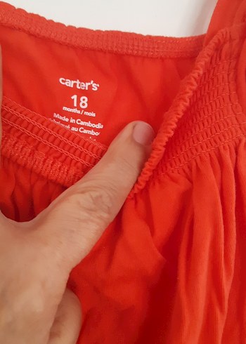 carters marka 18 aylık   Kolsuz Kırmızı Fırfırlı Bebek Body - Görsel 5