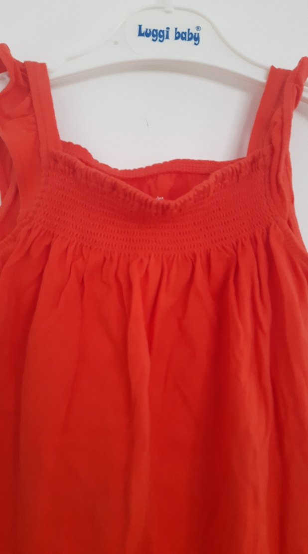 carters marka 18 aylık   Kolsuz Kırmızı Fırfırlı Bebek Body - Görsel 2